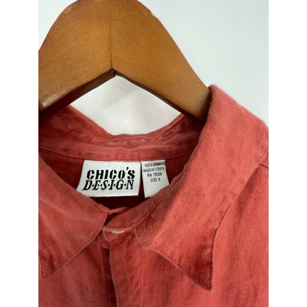 Vintage 90'S CHICO'S DESIGNs Men's long-sleeved linen shirt size L‎ (2) Orange - Picture 6 of 9